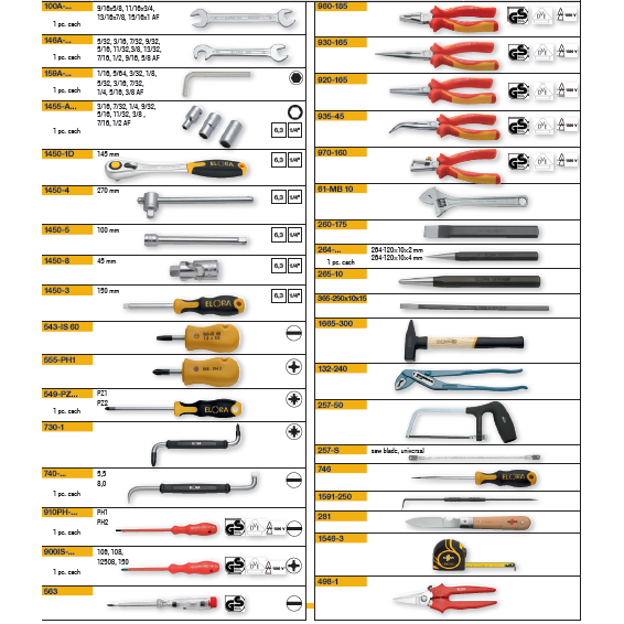 ELORA WS-10A 75 PCS INCHES ELECTRICIAN TOOL SET