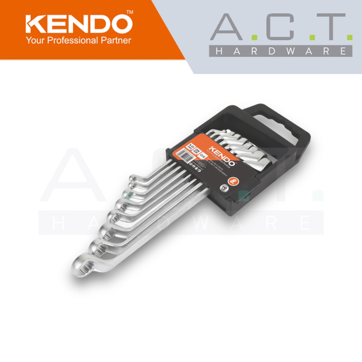 KENDO 8PC DOUBLE OFFSET RING SPANNER SET  - 15845 Main image