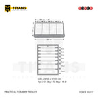 (FORCE 10217) PRACTICAL 7 DRAWER TROLLEY, EMPTY