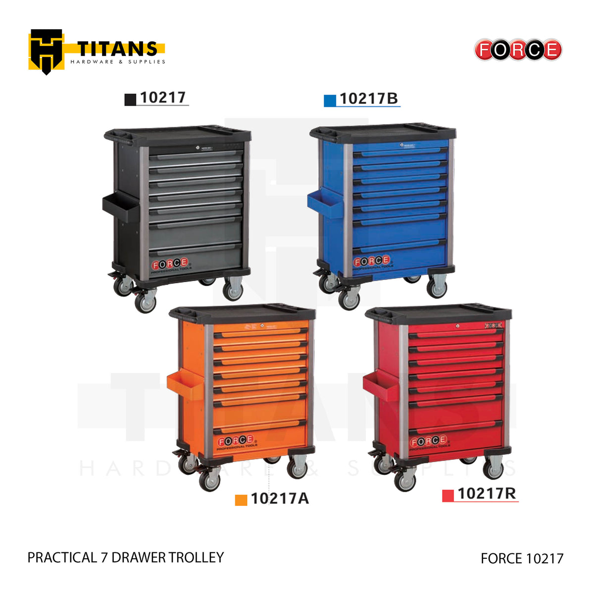 (FORCE 10217) PRACTICAL 7 DRAWER TROLLEY, EMPTY