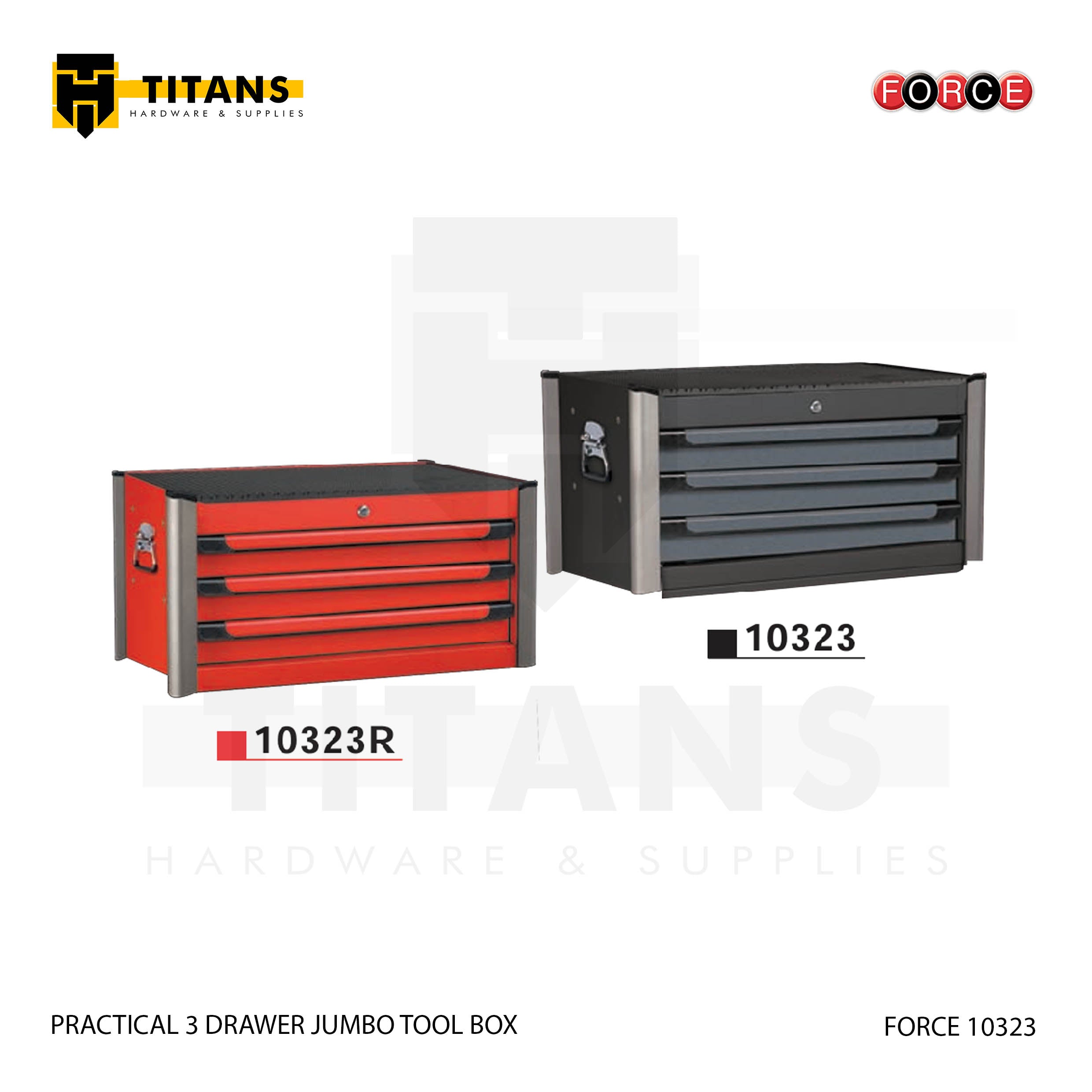 (FORCE 10323) PRACTICAL 3 DRAWER JUMBO TOOL BOX, EMPTY Secondary image