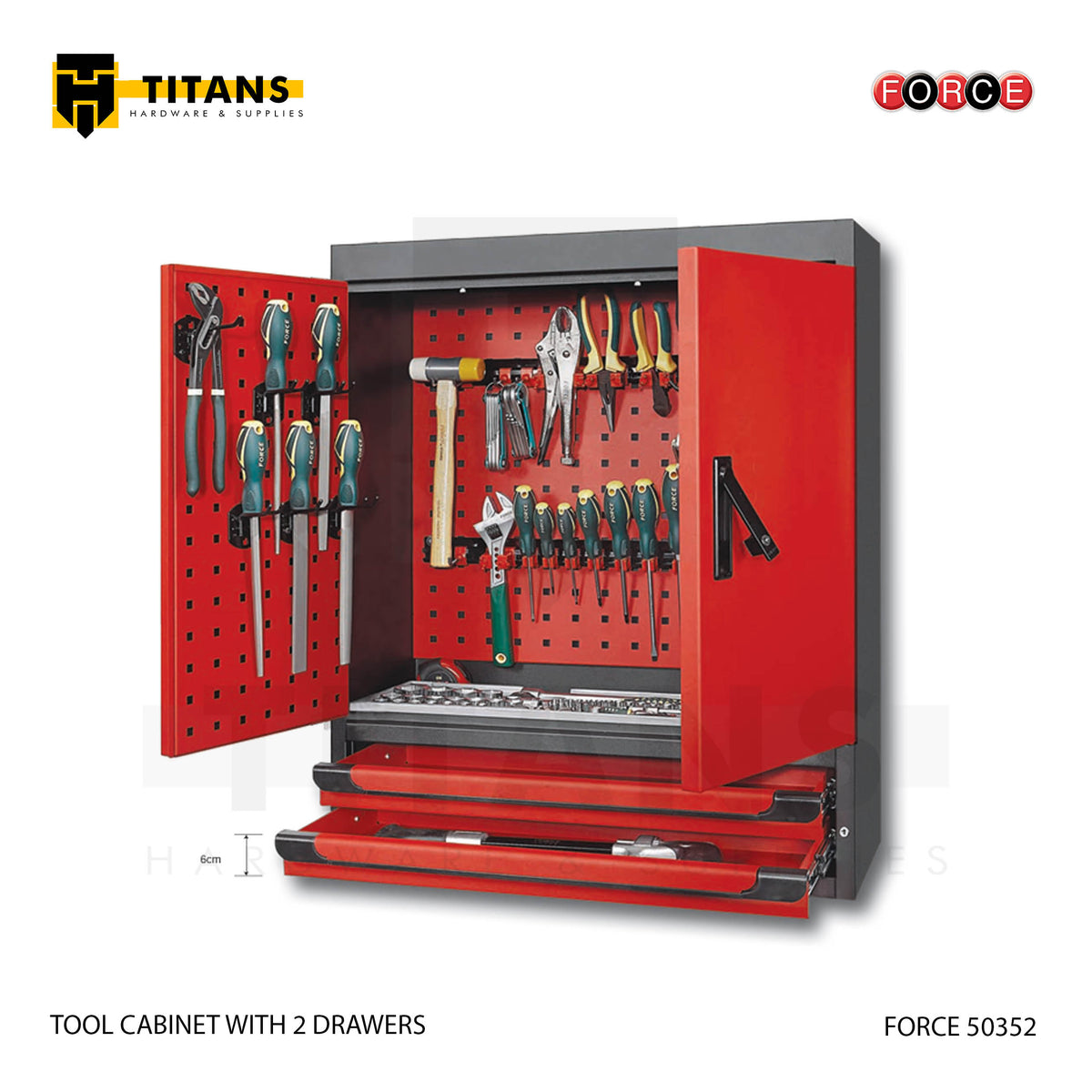 (FORCE 10352) TOOL CABINET WITH 2 DRAWERS, EMPTY