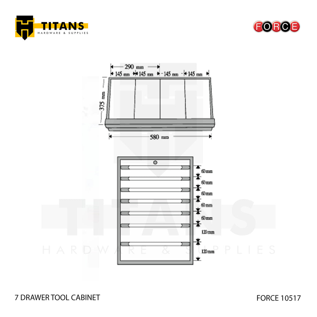 (FORCE 10517) 7 DRAWER TOOL CABINET, EMPTY