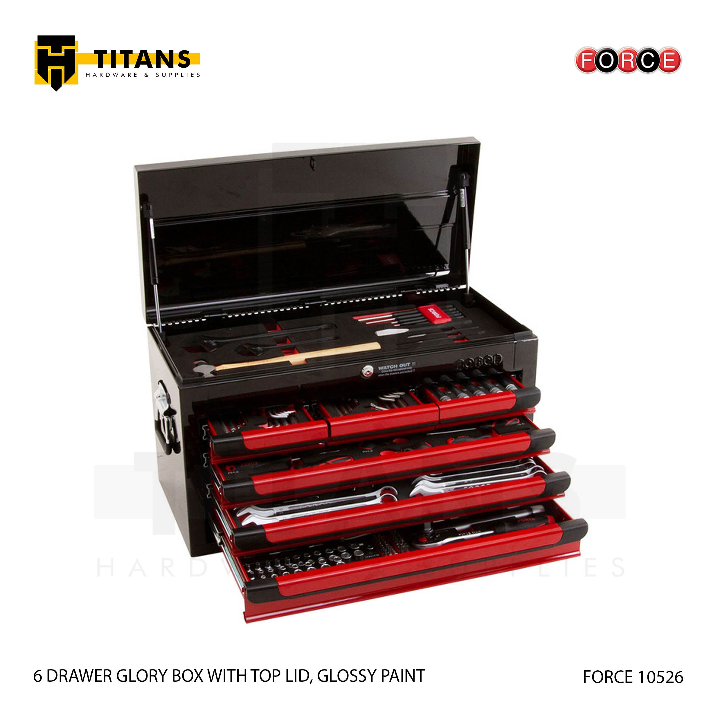 (FORCE 10526) 6 DRAWER GLORY BOX WITH TOP LID, GLOSSY PAINT, EMPTY Secondary image