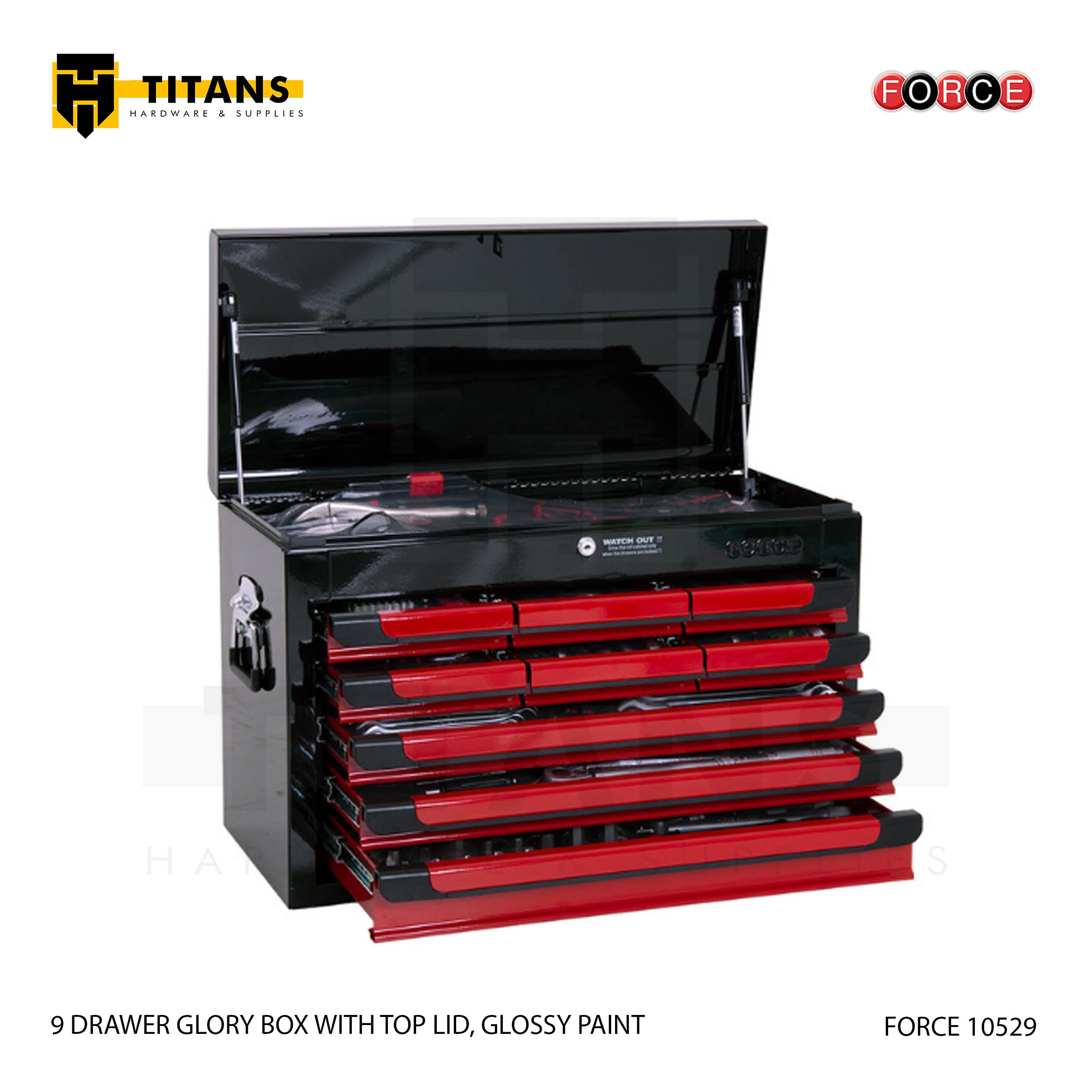 (FORCE 10529) 9 DRAWER GLORY BOX WITH TOP LID, GLOSSY PAINT, EMPTY Secondary image