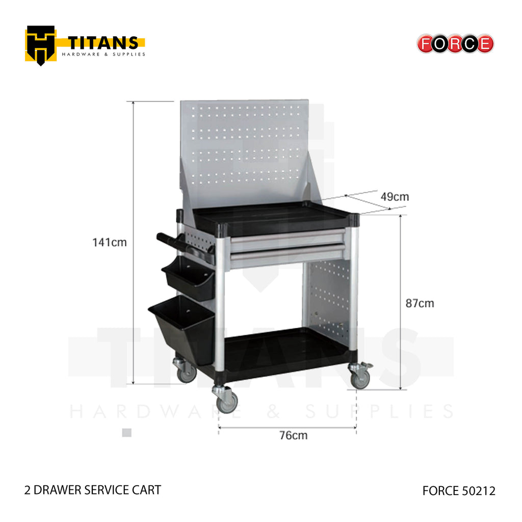 (FORCE 50212) 2-DRAWER SERVICE CART, EMPTY