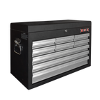 (FORCE 50229 S) 9 DRAWER BLACK/RED TOOL BOX WITH TOP LID, EMPTY