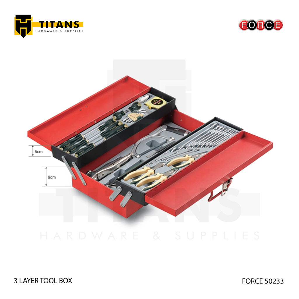 (FORCE 50233) 3 LAYER TOOL BOX, EMPTY
