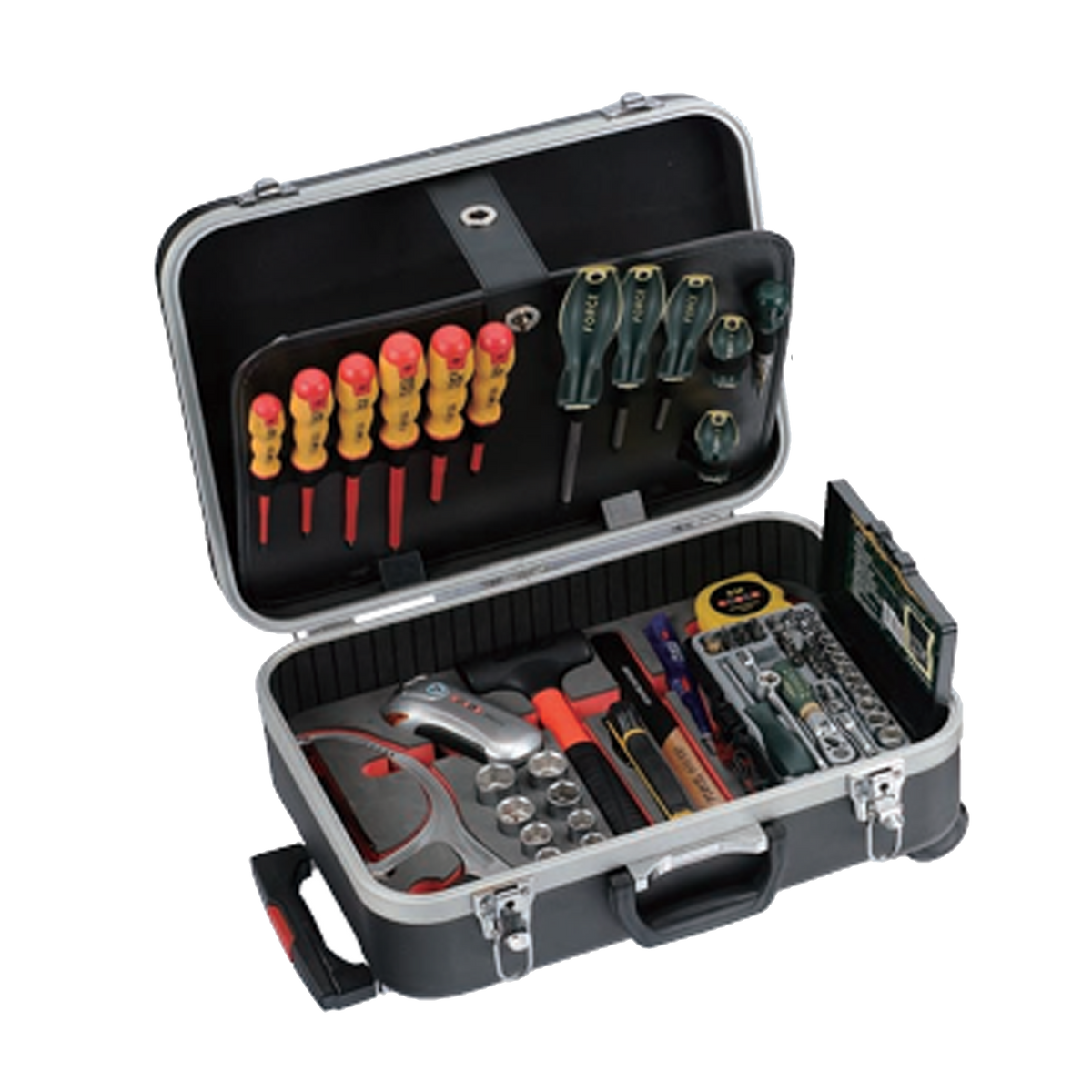 (FORCE 50234-107) 107PCS BLACK TOOL SUITCASE, ROLLABLE, TOOLS INCLUDED Main image