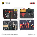 (FORCE 50234-107) 107PCS BLACK TOOL SUITCASE, ROLLABLE, TOOLS INCLUDED