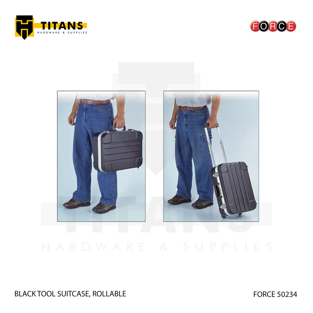 (FORCE 50234) BLACK TOOL SUITCASE, ROLLABLE, EMPTY