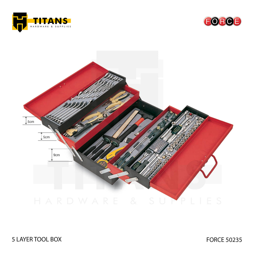 (FORCE 50235) 5 LAYER TOOL BOX, EMPTY