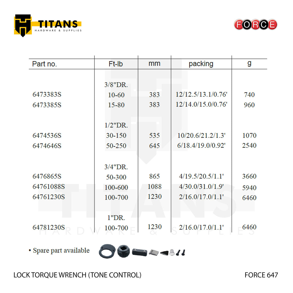 (FORCE 647) LOCK TORQUE WRENCH (TONE CONTROL)