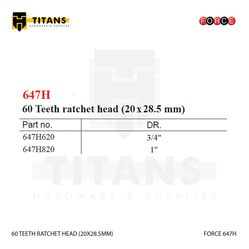 (FORCE 647H) 60 TEETH RATCHET HEAD (20X28.5MM)