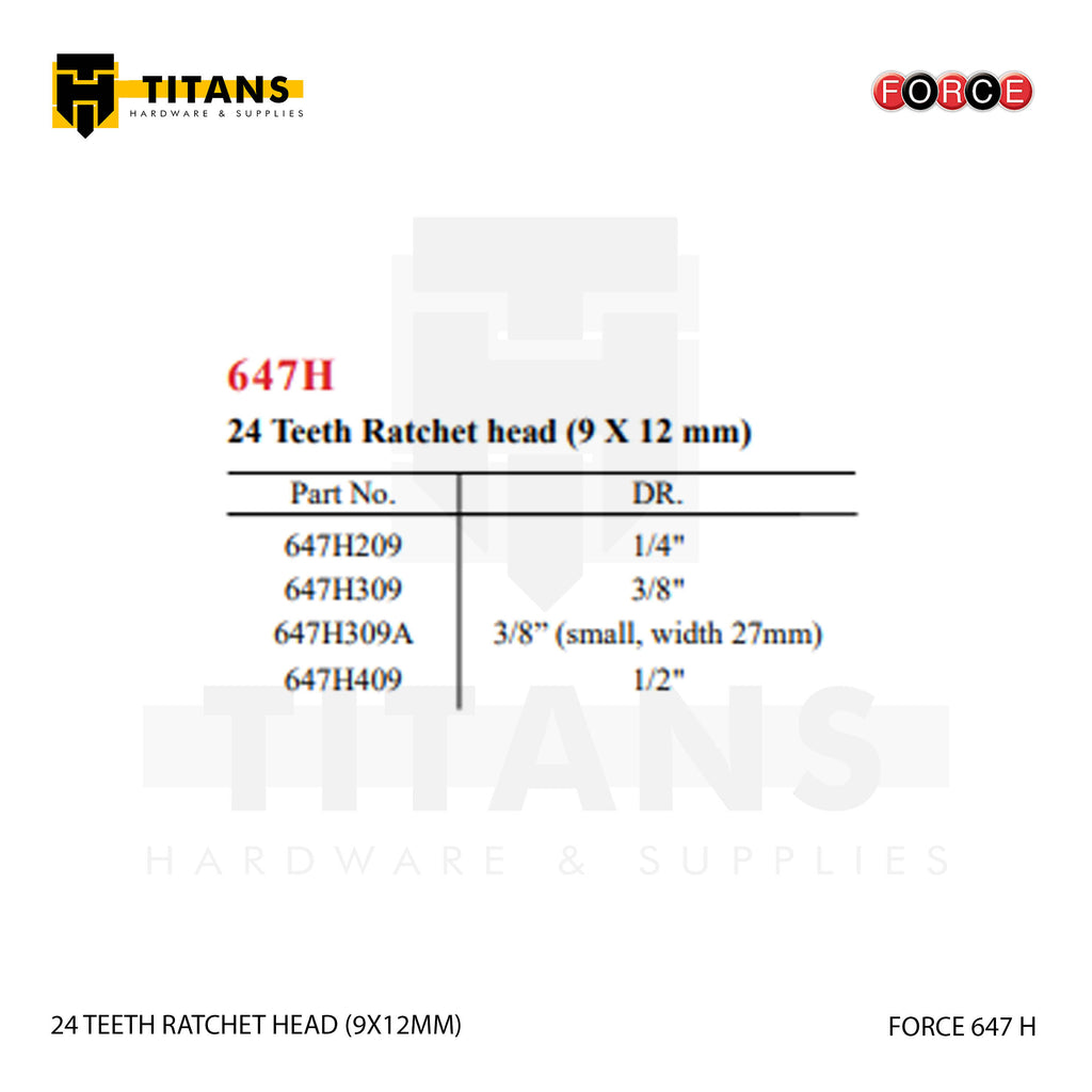 (FORCE 647H) 24 TEETH RATCHET HEAD (9X12MM)