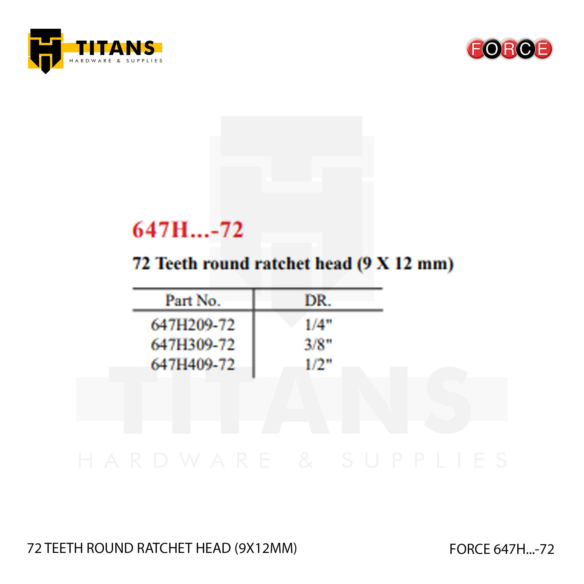 (FORCE 647H...-72) 72 TEETH ROUND RATCHET HEAD (9X12MM) Secondary image