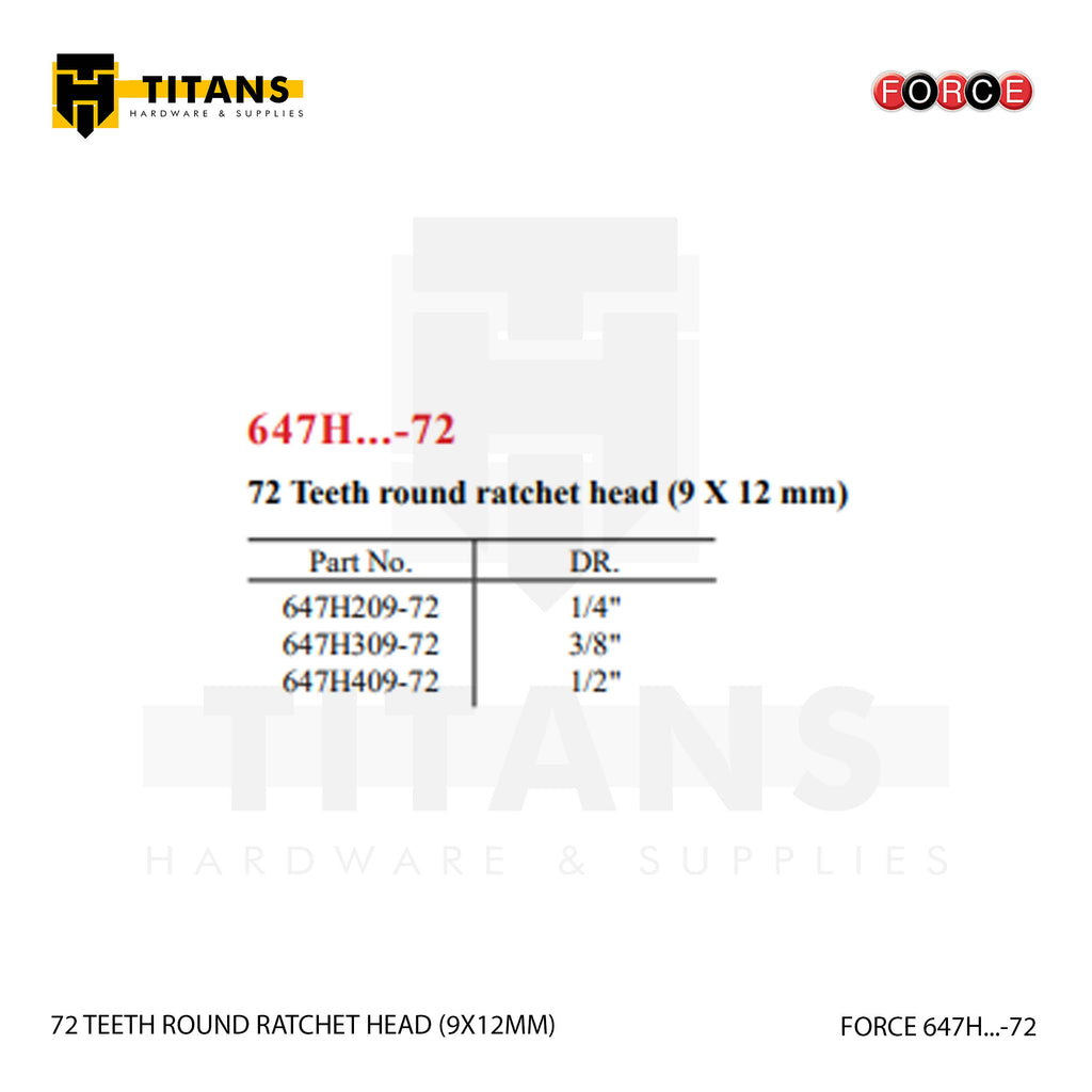 (FORCE 647H...-72) 72 TEETH ROUND RATCHET HEAD (9X12MM)