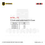 (FORCE 647H...-72) 72 TEETH ROUND RATCHET HEAD (9X12MM)