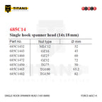 (FORCE 685C14) SINGLE HOOK SPANNER HEAD (14X18MM)