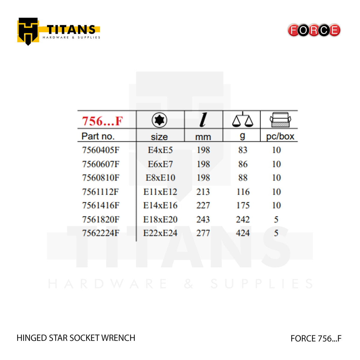 (FORCE 756...F) HINGED STAR SOCKET WRENCH