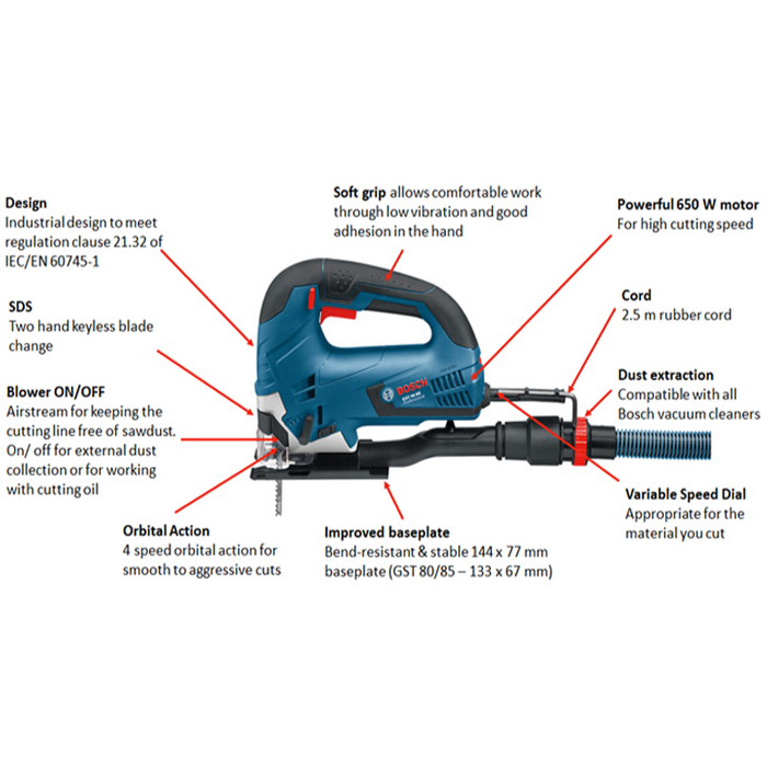 Bosch GST 90 BE Professional Jigsaw, 220V, 650W