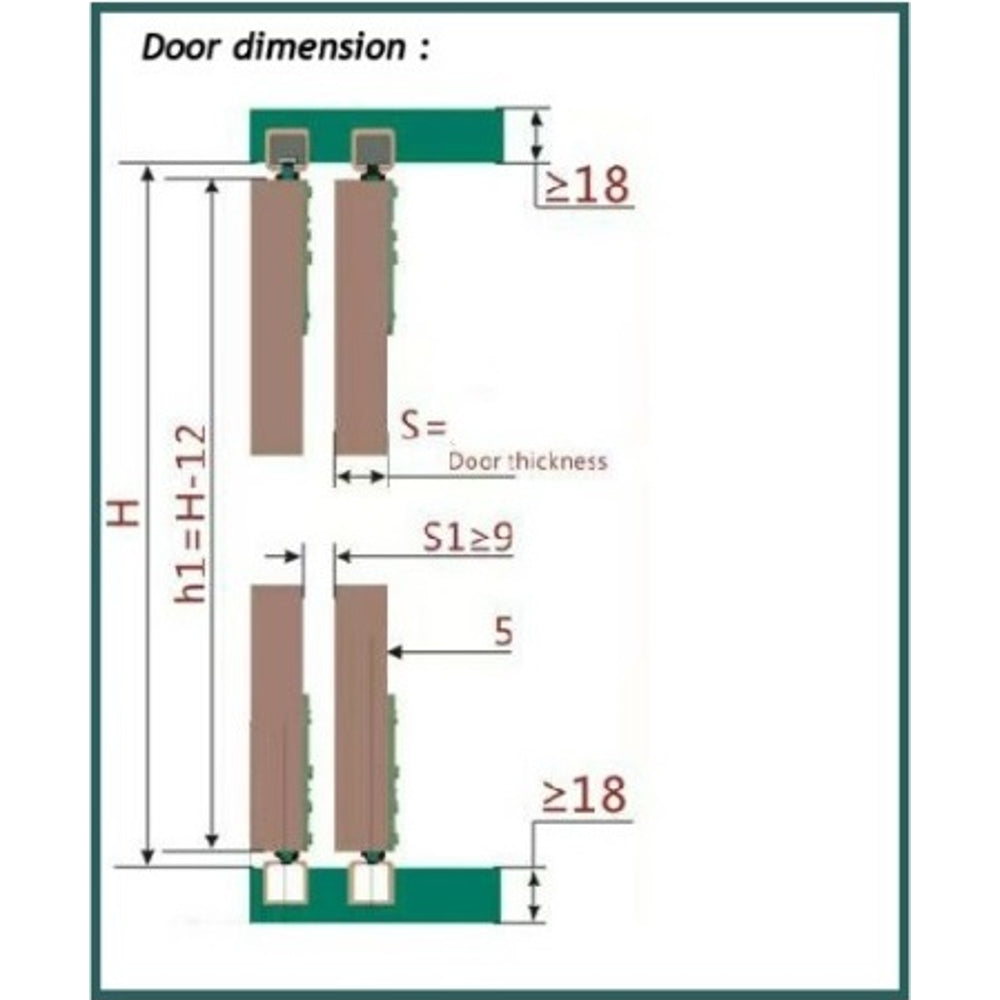 S.H H18 Wardrobe Sliding Door Roller With Two Way Damper - 2 Doors
