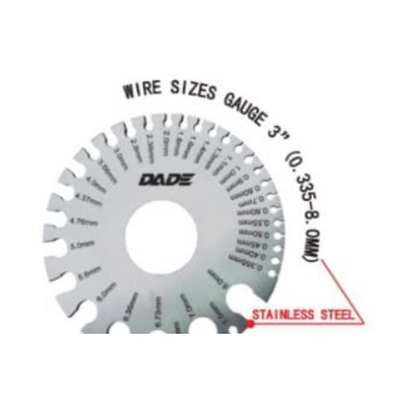 DADE WIRE SIZES GAUGE 3" (0.355-8.0MM)