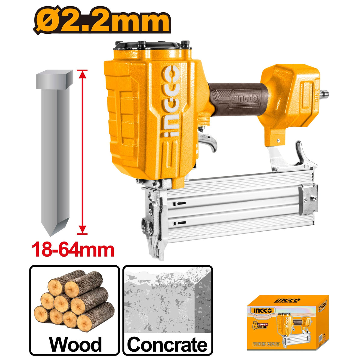 INGCO AIR CONCRETE NAILER AT64 ACN18641 Main image