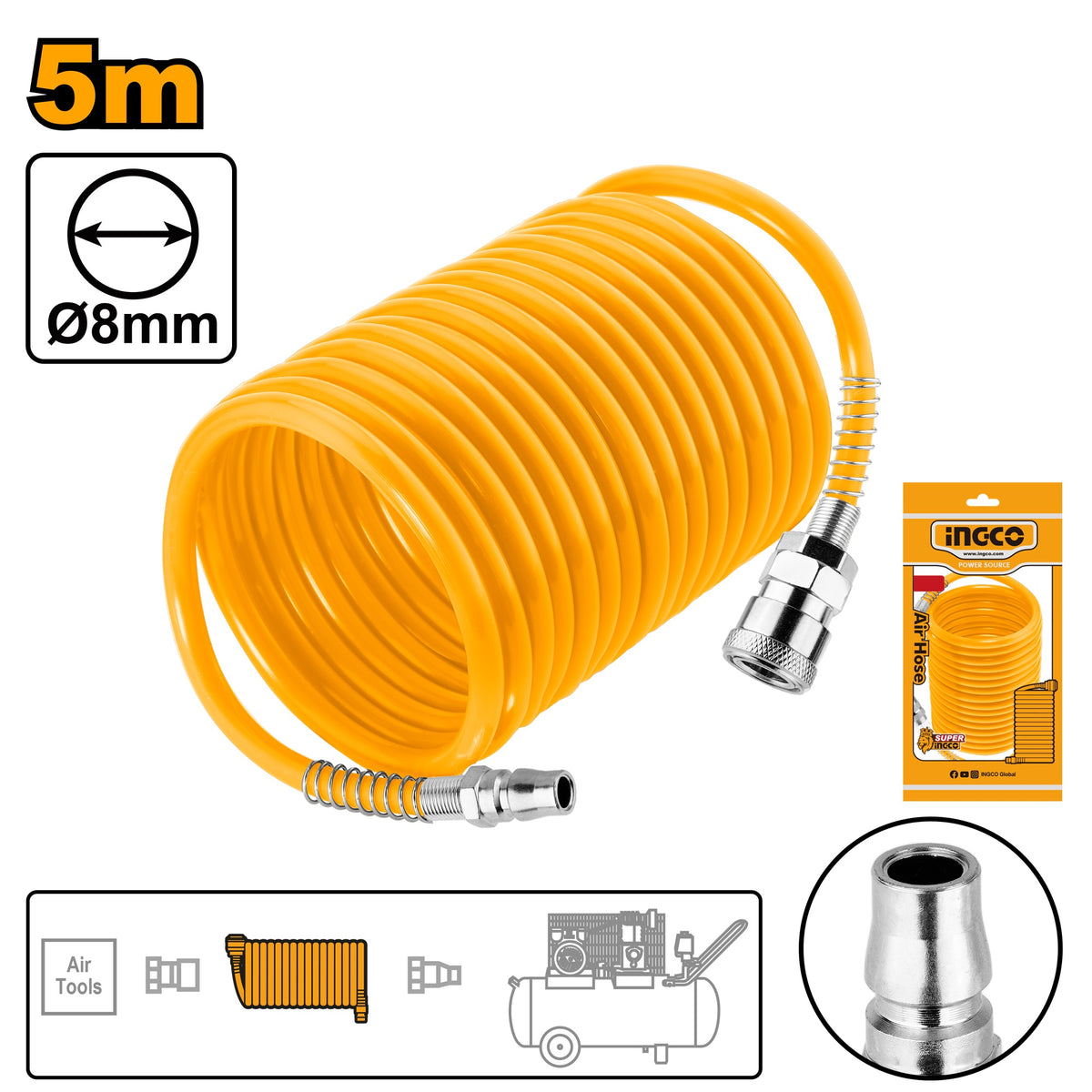 INGCO PU COIL HOSE WITH NITTO TYPE COUPLING Main image