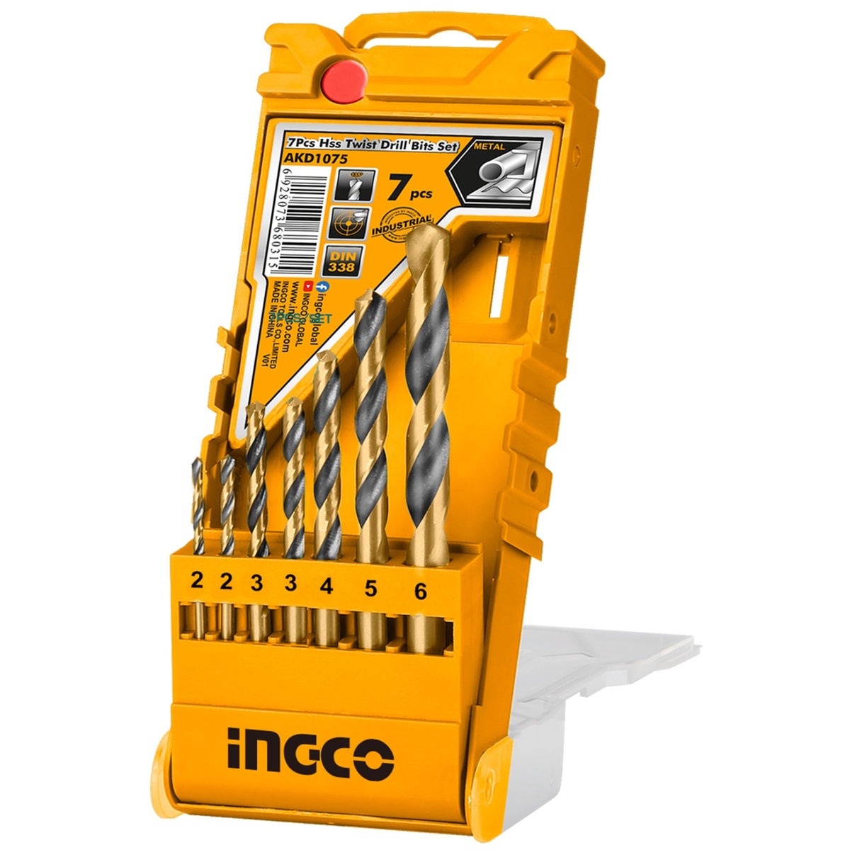 INGCO 7PCS HSS DRILL BIT SET SIZE 2,2,3,3,4,5,6.0MM AKD1075 Main image