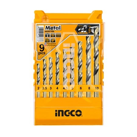 INGCO 9PCS HSS DRILL BIT SET SIZE 2,3,3.5,4,4.5,5,6,8,10MM AKD1095