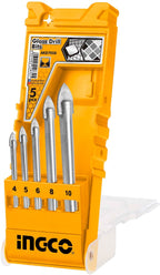 INGCO 5PCS GLASS & TILE DRILL BIT SET 4,5,6,8 & 10MM AKD7058