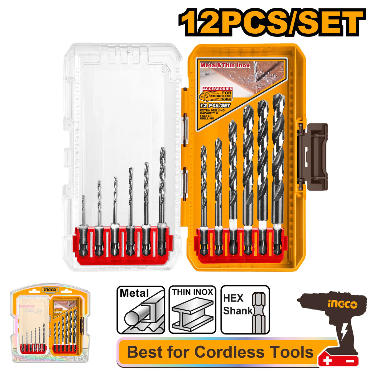 INGCO 12PCS HSS DRILL BIT SET 1.0-10M AKDL11206 Main image