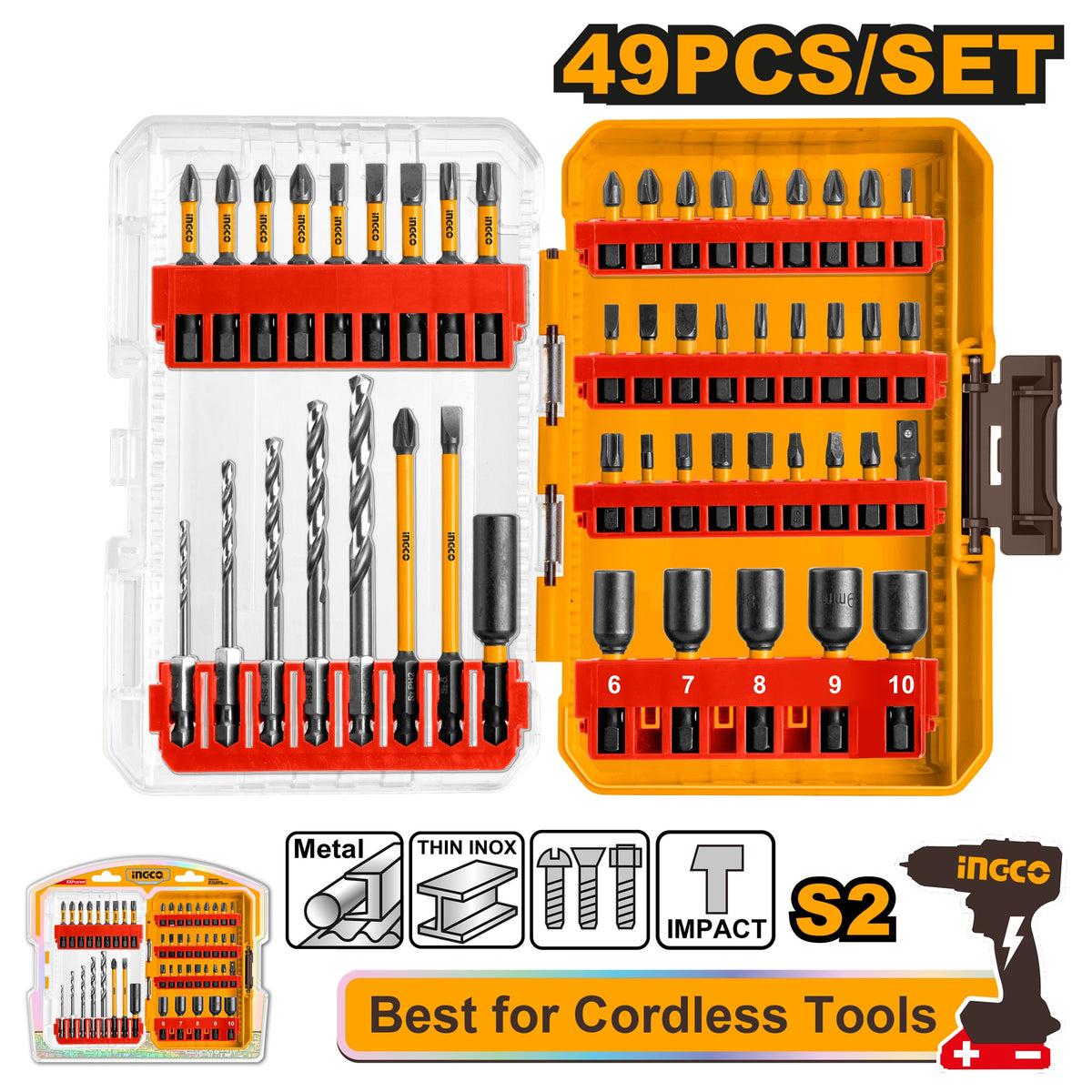 INGCO 49PCS IMPACT DRIVER BIT SET AKDL24906 Main image