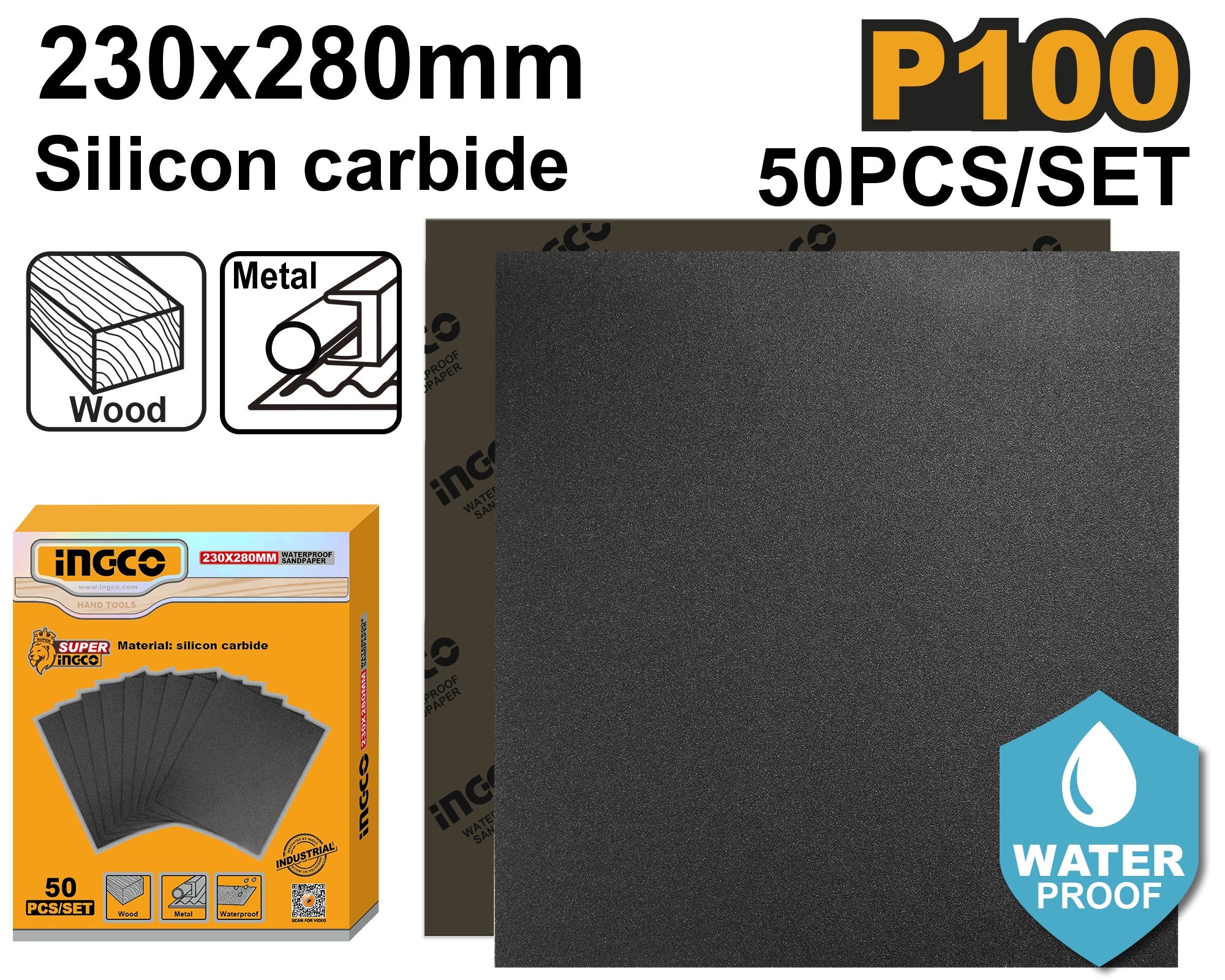 INGCO SILICONE CARBIDE WATERPROOF SANDPAPER 50PPP Secondary image