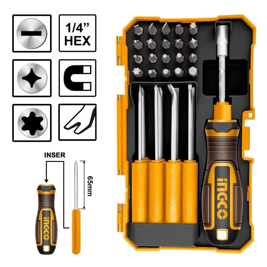 INGCO 30 PCS INTERCHANGEABLE SCREWDRIVER BIT SET AKISD3001