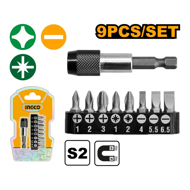 INGCO 9PCS SCREWDRIVER BIT SET QUICK RELEASE HOLDER AKSD0071 Main image