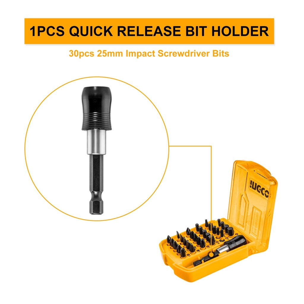 INGCO 30PCS 25MM IMPACT INSERT DRIVER BIT AKSD68303