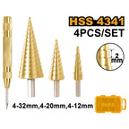INGCO 3PC HSS STEP DRILL SET 4-12, 4-22,4-32MM+AUTO CENTER PUNCH AKSDS2041
