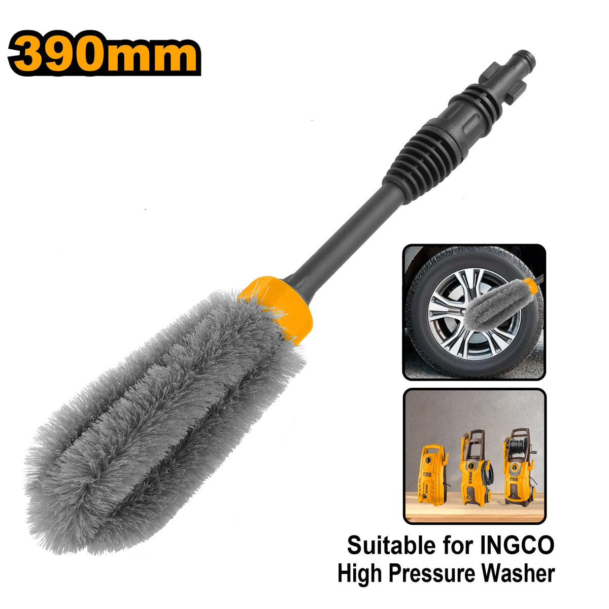 INGCO HIGH PRESSURE WASHER CAR WHEEL BRUSH 390MM LENGTH AMWB1781 Main image
