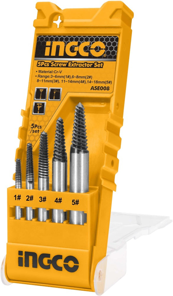 INGCO 5PCS SCREW EXTRACTOR SET ASE008 Secondary image