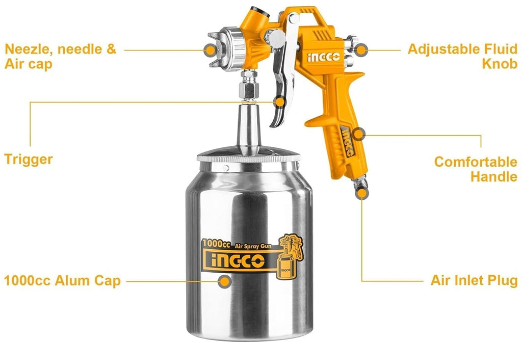 INGCO SPRAY GUN NOZZLE 1.5MM 1.0L TANK ASG3101