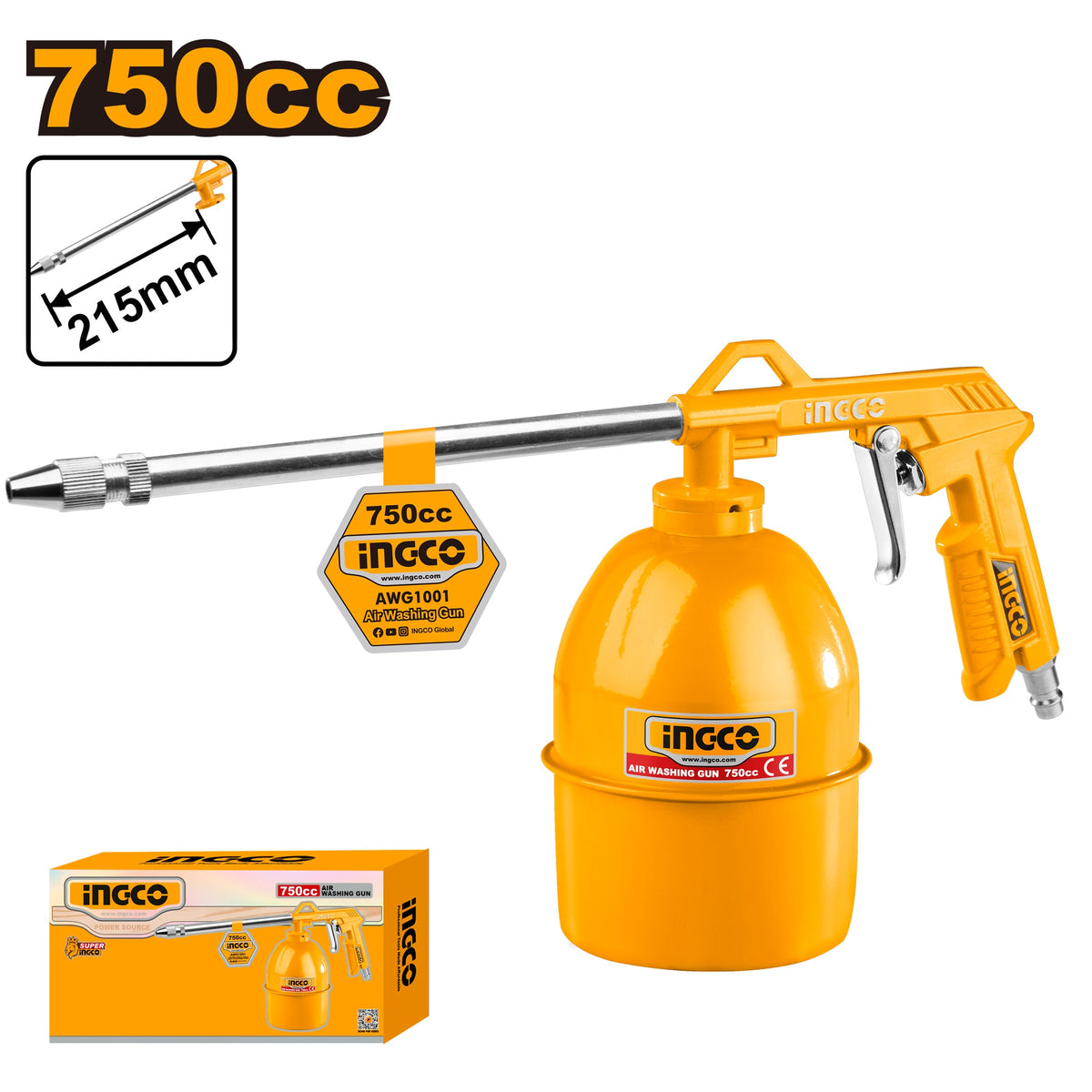 INGCO AIR WASHING GUN 215MM NOZZLE MAX.OPERATING PRESSURE 4 BAR AWG1001 Main image