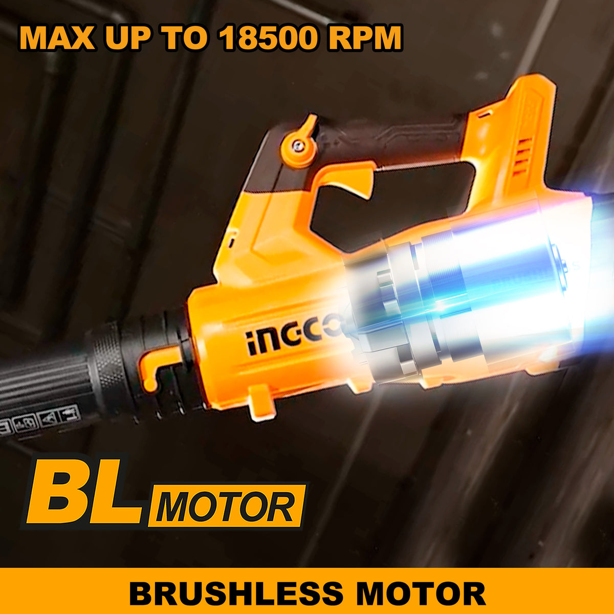 INGCO 20V BRUSHLESS POWERFUL LEAF BLOWER MAX.VOL:8.5M3/MIN CABLI20428 (BARE UNIT)