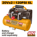 INGCO 20V + 20V LI-ION 6L TANK 135 BAR AIR COMPRESSOR CACLI2003 (BARE UNIT)