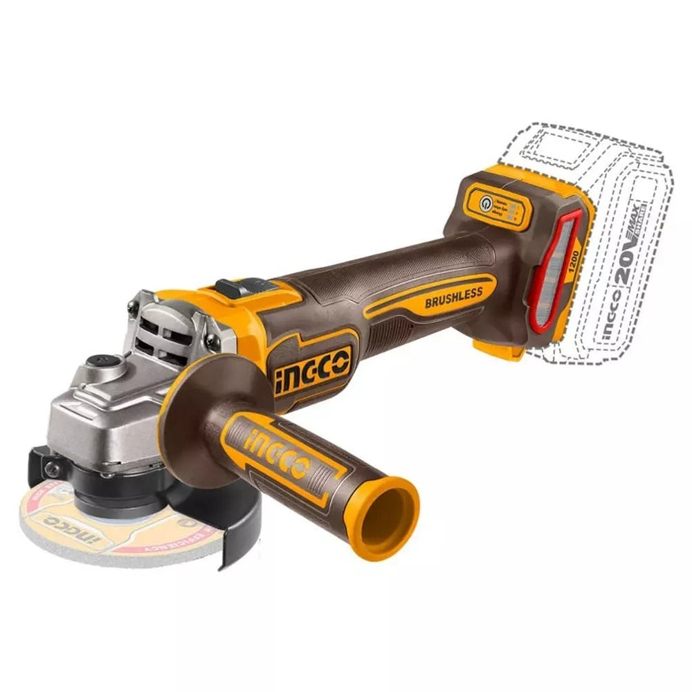 INGCO 20V LI-ION 3-SPEED ANGLE GRINDER 4" 1200W 2X5.0AH+CASE CAGLI2210032 Secondary image