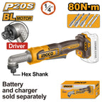 INGCO 20V 1/4" ANGLE IMPACT DRIVER 80NM CAIRLI2081 (BARE UNIT)