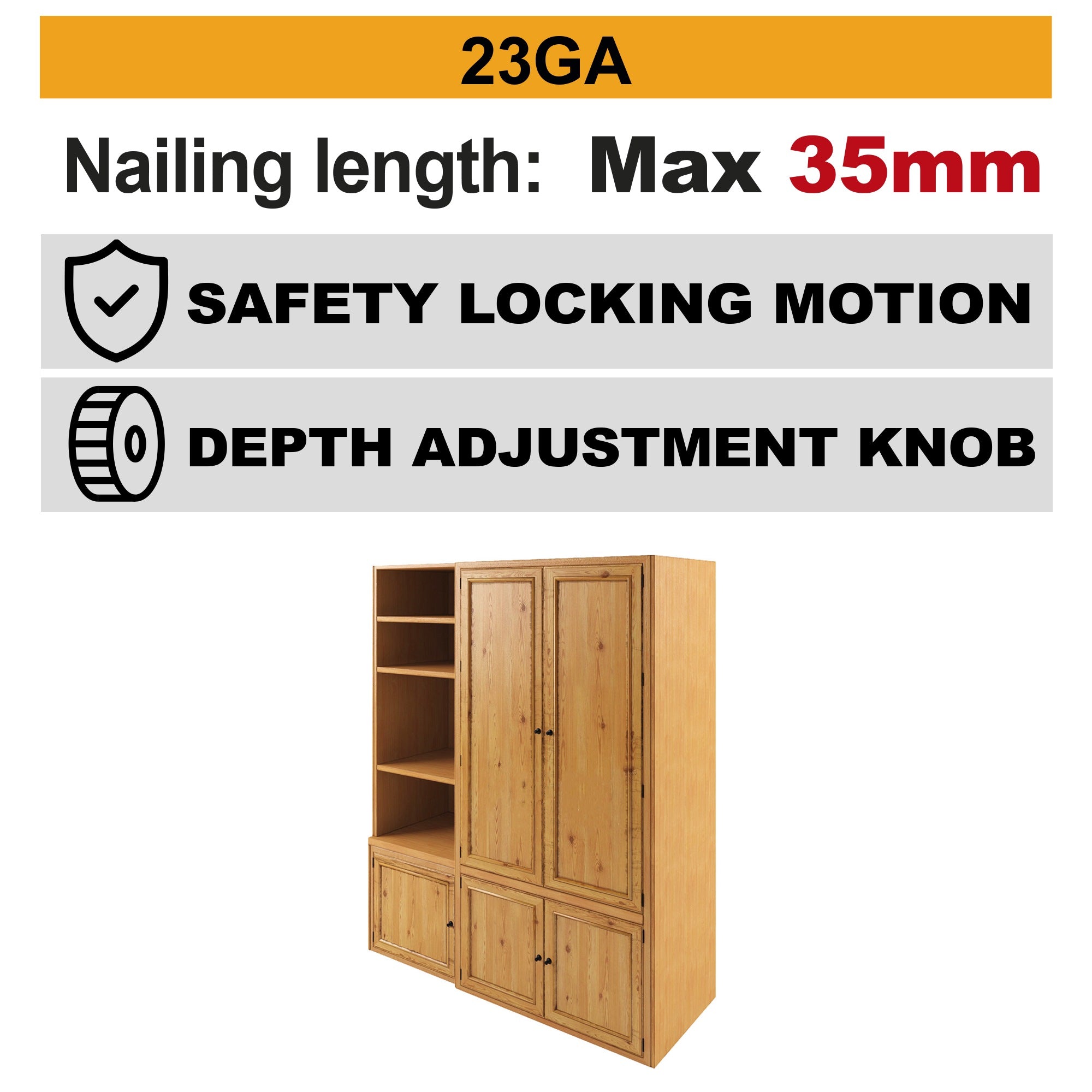 INGCO 20V BL PIN NAILER 10 - 35MM 1X2.0AH+CHARGER CBNLI3606 Secondary image