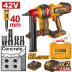 INGCO 42V BL CONCRETE NAILER W/27MM NAILS 2X2.0AH+CASE CCNLI420602