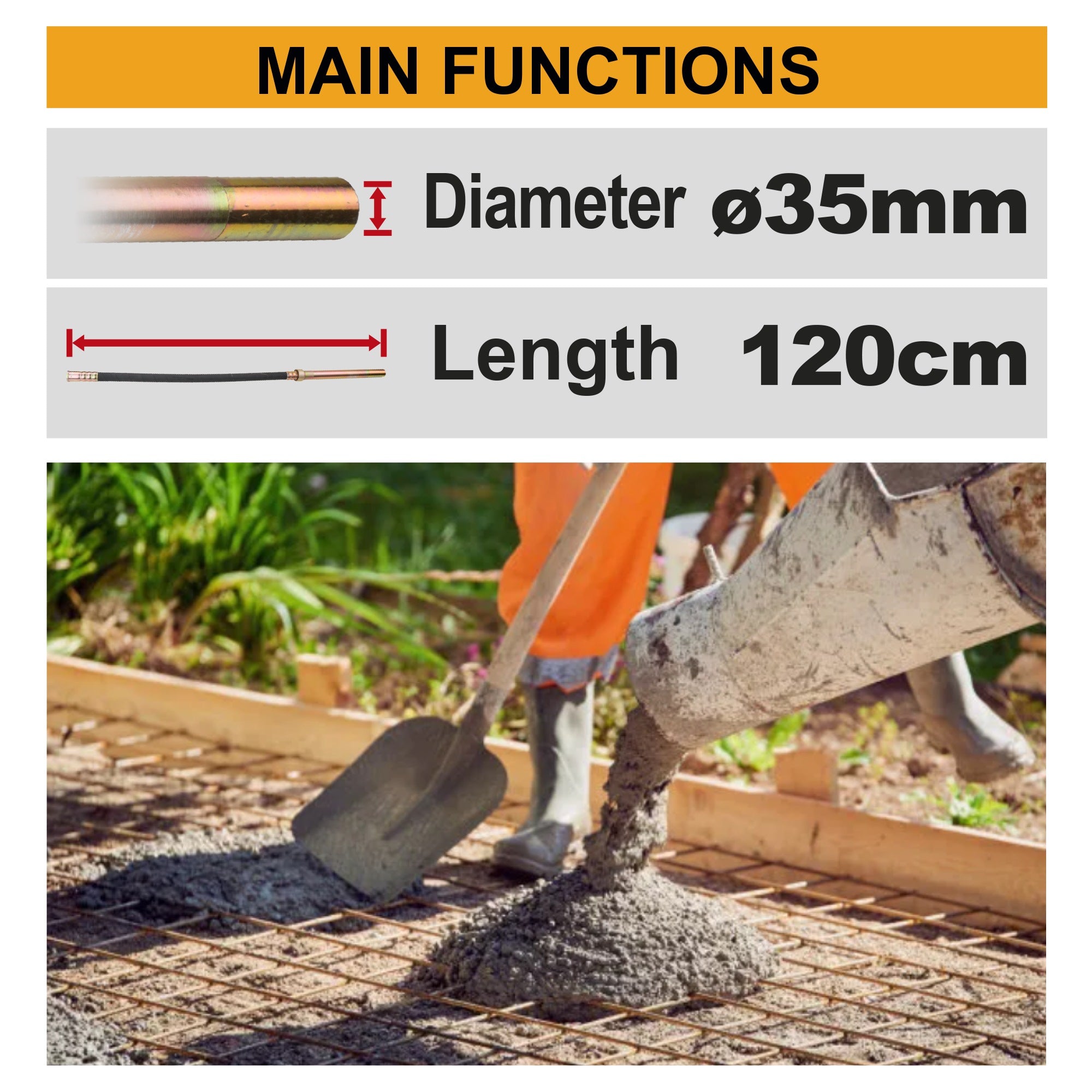 INGCO 20V CORDLESS CONCRETE VIBRATOR 35MMØX1200MM CCVLI202502 (BARE UNIT) Secondary image
